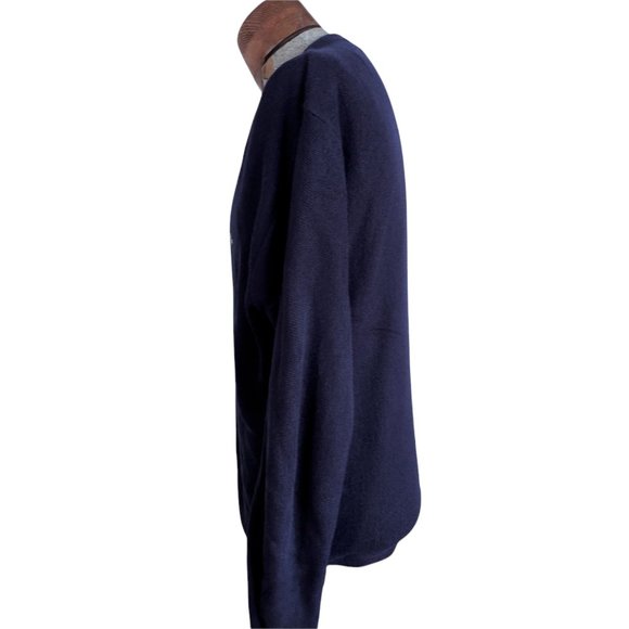 VTG CHALLENGER Men's Navy Blue Acrylic Turtle Logo Cardigan Size Large - Picture 5 of 8